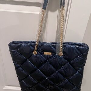 Navy Quilted Tote Bag